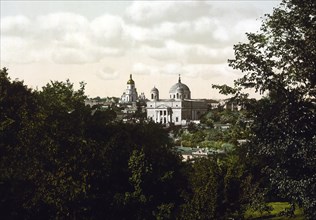 The Catholic Church, Kiev, Russia, Ukraine, c. 1890, Historic, digitally enhanced reproduction of a