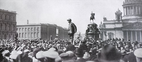 Lenin's disciple haranguing the crowd, May 1917, Russia, Europe