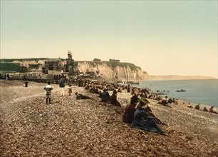 Beach and casino, Dieppe, town in the Seine-Maritime department in the Normandy region, France, c.