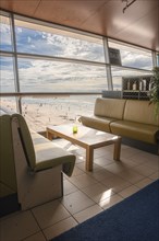 Sitting area overlooking the beach in the Pier, The Hague, Netherlands