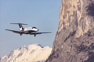 Aircraft from E-Aviation, Cessna 525B CitationJet CJ3, approaching Innsbruck Kranebitten Airport,