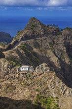 Little house in mountain landscape of island San Antao. Cabo Verde. Africa