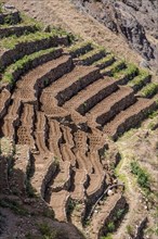 Mountain landscape of island San Antao with agriculture terrasses. Cabo Verde. Africa