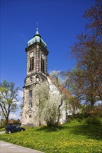 Evangelical Lutheran town church in Stolpen in spring