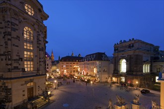 Christmas market in the Münzgasse in Dresden's Old Town in the immediate vicinity of the Church of