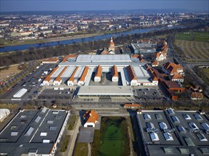 New Dresden Trade Fair Centre in the former Erlwein slaughterhouse.Dresden Sports High School on