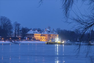 The Easserpalais of Pillnitz Palace Park in the evening