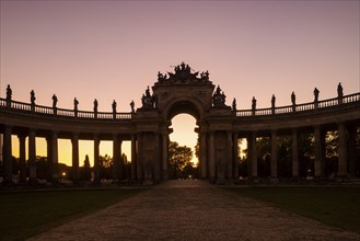 Park Sanssouci is part of the Potsdam palace park ensemble. Colonnade with Triumphal Gate