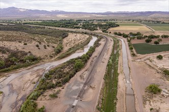 San Acacia, New Mexico, The Rio Grande below the San Acacia Diversion dam. The dam sends water from