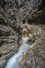 Hammersbach flows through Höllentalklamm, near Garmisch-Partenkirchen, Werdenfelser Land, Upper