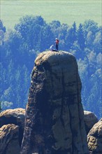 Climbers in the Schrammstein area in Saxon Switzerland