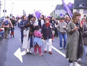 DEU, Germany: The historical slides from the times 80-90s, Bonn. Women's Day demonstration. 80s