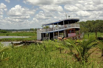 Traditional wooden Amazon River boat, Amazon state, Brazil, South America