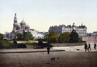 Turemnaya Square, Odessa, Russia, Ukraine, c. 1890, Historic, digitally enhanced reproduction of a