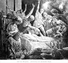 Death of Virginia, ancient Rome, Virginius, Appius Claudius, death, dagger, murder, bed,