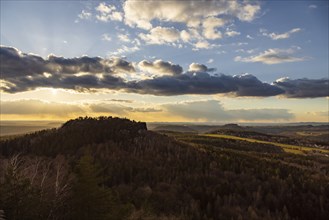 Sunset at Papstein in Saxon Switzerland.view to Gohrisch