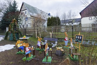 Easter decorations in Oberfrauendorf in the Osterzgebirge mountains