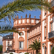 Biebrich Palace with the Rotunda from the Rhine side, Wiesbaden, Hesse, Germany, Europe