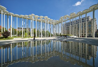 Säulengarten, SAB Forum, new building Sächsische Aufbaubank, Leipzig, Saxony, Germany, Europe