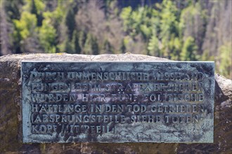 Hohnstein Castle and Town in Saxon Switzerland. Plaques commemorating the time when a concentration