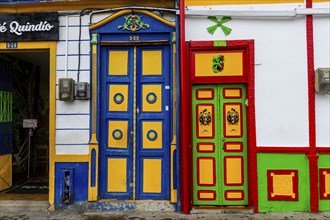 Colourful houses in the Unesco site coffee cultural landscape, Filandia, Colombia, South America