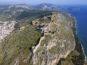 Aerial view, Palamidi Castle, Palamidi Fortress, Nafplio, Nauplia, Nauplion, Nafplion, Argolis,