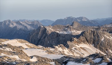 Remnants of snow, high alpine landscape, Übergossene Alm, Berchtesgaden Alps, Salzburger Land,