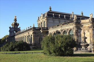 Dresden Zwinger, Long Galleries and Crown Gate from outside (public ground), Dresden, Saxony,