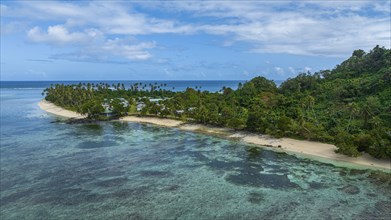 Aerial of the Lavena peninsula, Bouma National Park, Taveuni, Fiji, South Pacific, Oceania