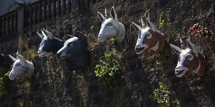 The Wolf and the Seven Young Goats on a Wall, Grimm-Dich Path, Brothers Grimm, Marburg an der Lahn,