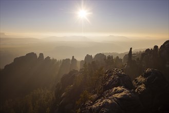 Schrammsteine in Saxon Switzerland, sunset