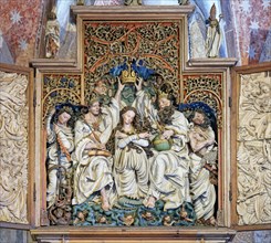 Altarpiece, Coronation of Mary by Jesus and God the Father, carved altar of the Niederrotweil