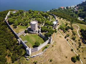 Aerial view, Castle, Platamonas, Anatolikos Olymbos, Dion-Olymbos, Pieria, Central Macedonia,