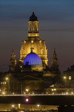 The Church of Our Lady with the glass dome over the octagon of the Academy of Arts, which is