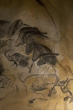 Replica of prehistoric rock paintings of the Chauvet Cave, Chauvet-Pont-d'Arc Cave, Ardèche,