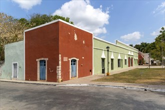 Renovated Spanish colonial buildings Calzado Calle de los Frailes, Valladolid, Yucatan, Mexico,