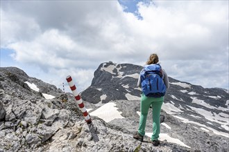 High Alpine Landscape, Hiker on Hiking Trail to the Hochkönig, Salzburger Land, Austria, Europe