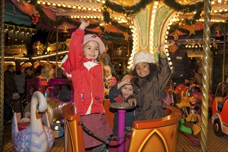 Children's carousel at the Striezelmarkt in Dresden