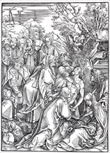 Woodcuts of the Great Passion, the Entombment, woodcut by Albrecht Dürer, historical, digital