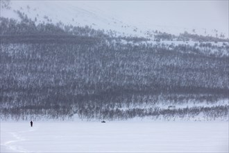 Snowshoe Hike on Lake Kilpisjärvi in Mog Fog at -27Â°C, Motorhome, Snowmobile, Kilpisjärvi,