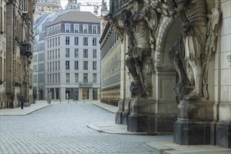 Dresden Corona time, the otherwise lively city centre of Dresden lies deserted in the Corona