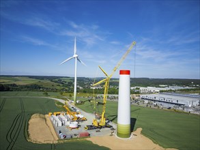 Assembly of a wind turbine in Saxony