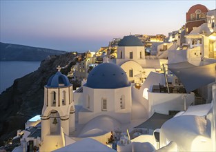 Two blue-domed churches, Agios Spiridonas, St Spyridon, and Church of Anastasis, Resurrection, at