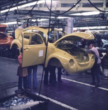 DEU, Germany: The historical slides from the times 80-90s, Wolfsburg. Post-production VW Beetle.