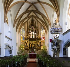 DEU Saxony Döbeln Döbeln, the late Gothic town church of St. Nikolai, with its high altar and