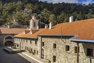 Exterior view of Kykkos Monastery in the Troodos Mountains, Cyprus, Europe