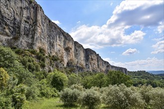 Limestone cliffs above the village of Lioux in the department of Vaucluse, in the