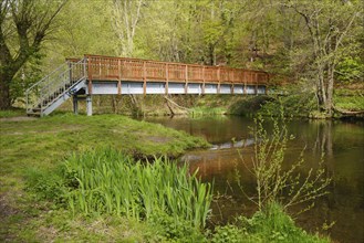 Bridge over the river Oker in the Oker valley, Vienenburg, Goslar, Harz, Lower Saxony, Germany,