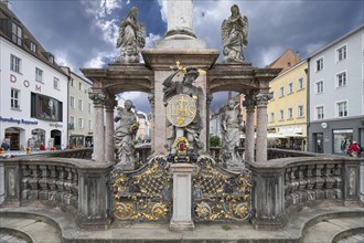 Detail of the Trinity Column, erected by the citizens in 1704, Straubing, Lower Bavaria, Germany,