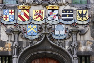 Historic city centre of Delft, Gemeenlandshuis van Delfland, magnificent portal with coat of arms,